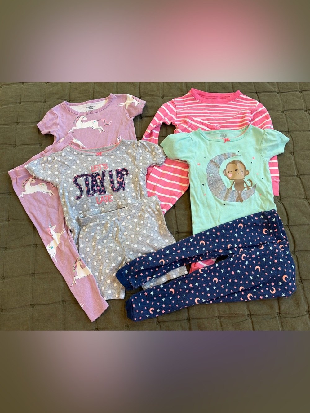 Girls’ 2T/24mo cotton pajama lot, fair used condition